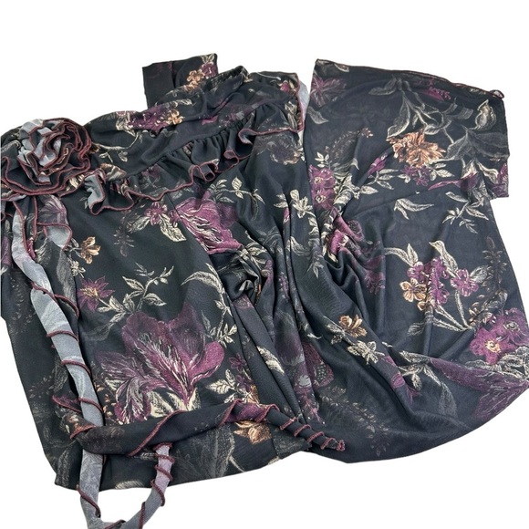 NEW Free People Night Blooms Mesh Pants Sheer Rosette - Picture 4 of 9